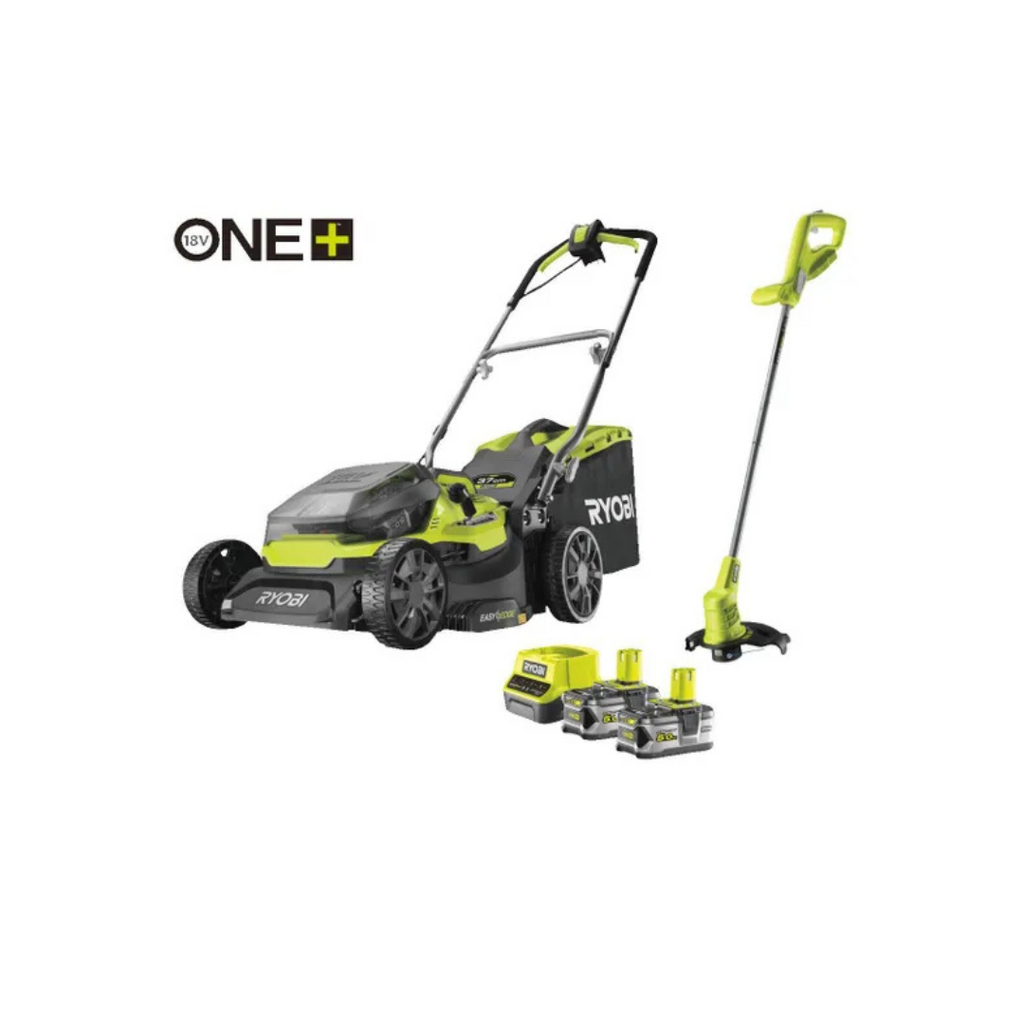 Pack tondeuse+coupe bordure RYOBI One+, 2x18V, l.37cm, 2 batteries 5Ah