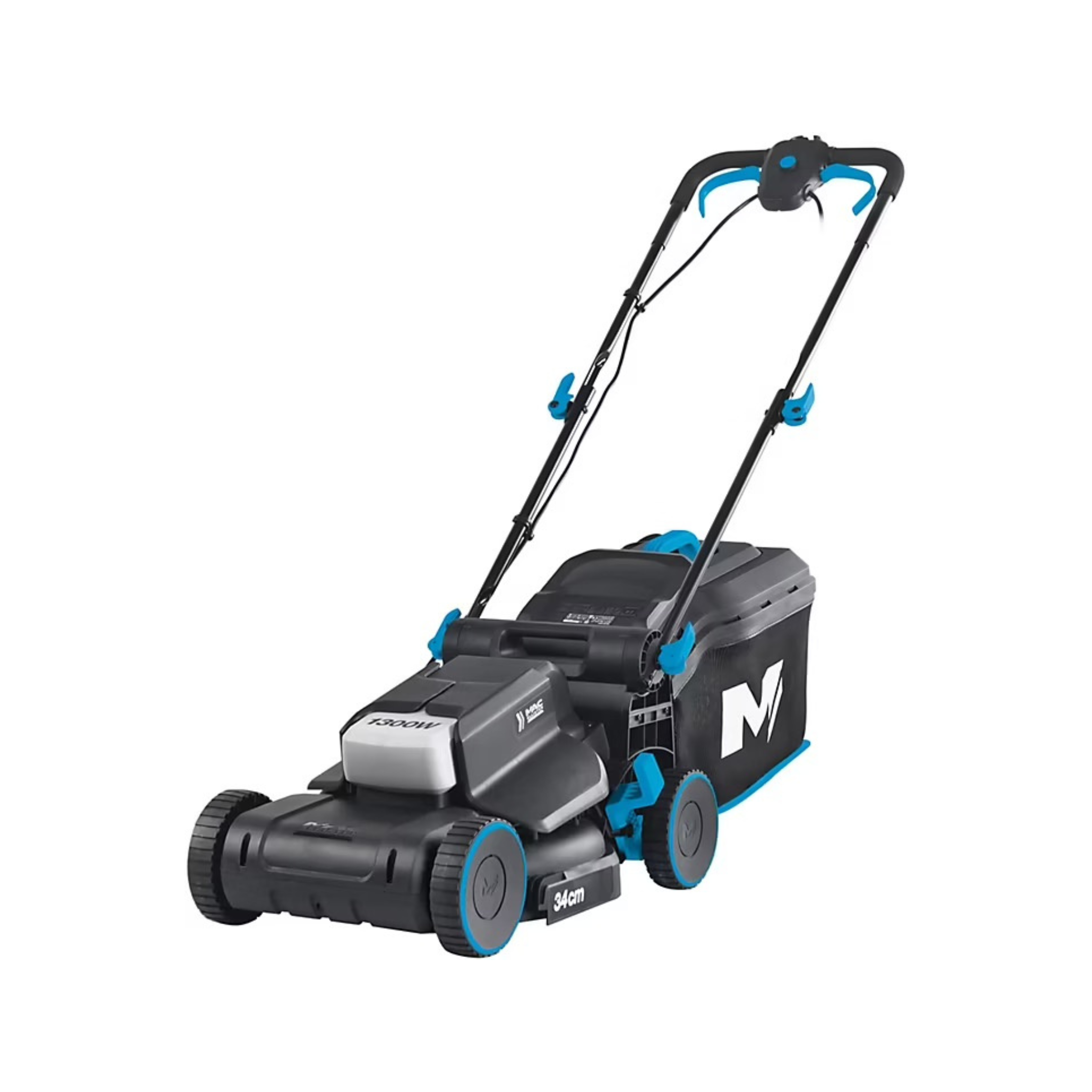 Tondeuse filaire 1300 W - largeur de coupe 34 cm - hauteur de coupe 20 à 70 mm - bac 35 L - Mac Allister MLM1334